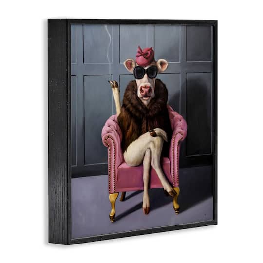 Stupell Industries Trendy Pink Glam Cow Framed Giclee Art